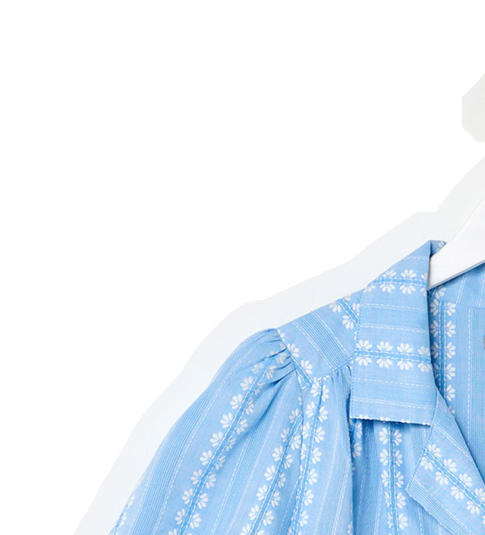 Blue Dobby Button Up Short Sleeve Blouse