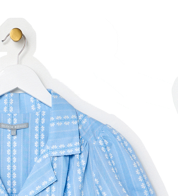 Blue Dobby Button Up Short Sleeve Blouse