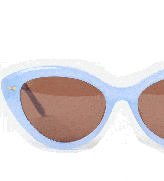 Powder Blue & Animal Print Cat Eye Acetate Sunglasses