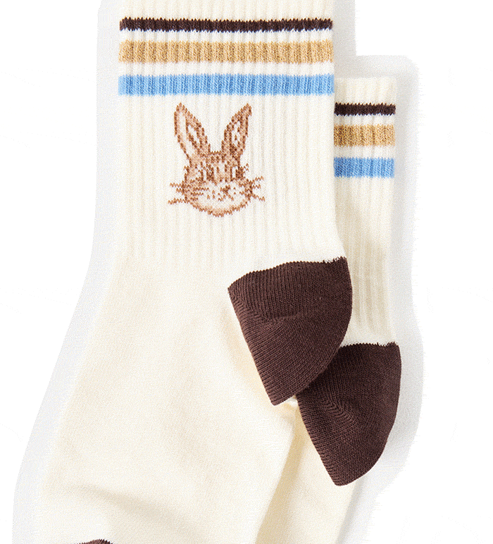 Cream Rabbit Sporty Ankle Socks