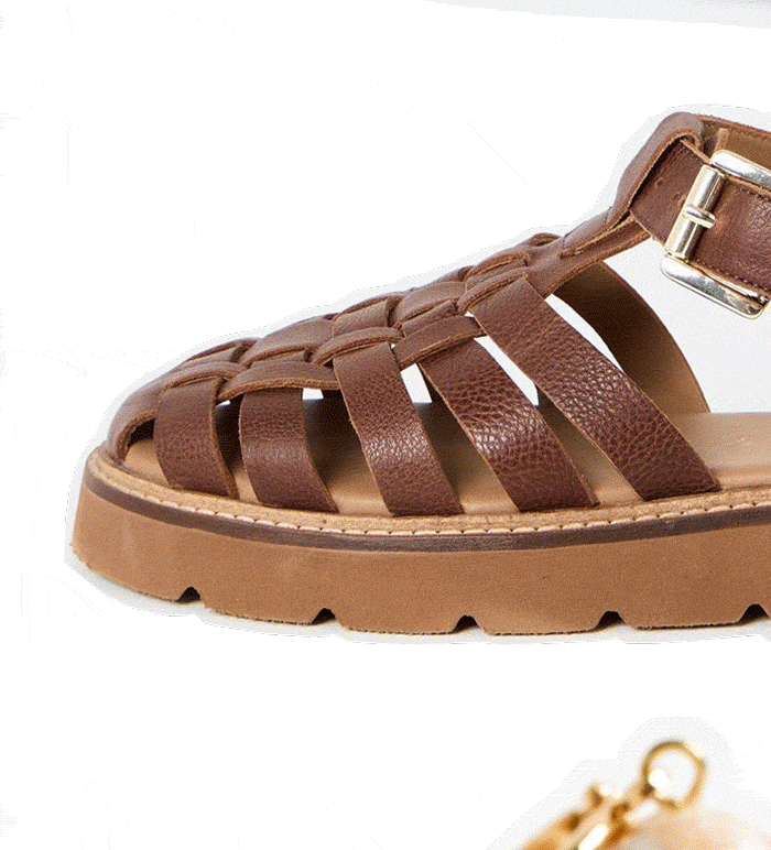 Brown Leather Weave Fisherman Sandals
