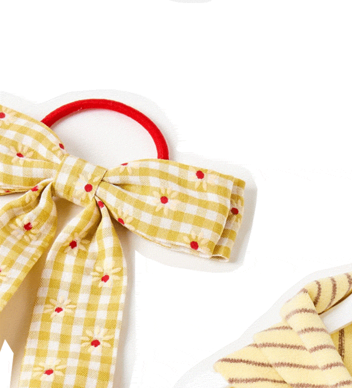 Madison Yellow Gingham Flower Bow Hair Band
