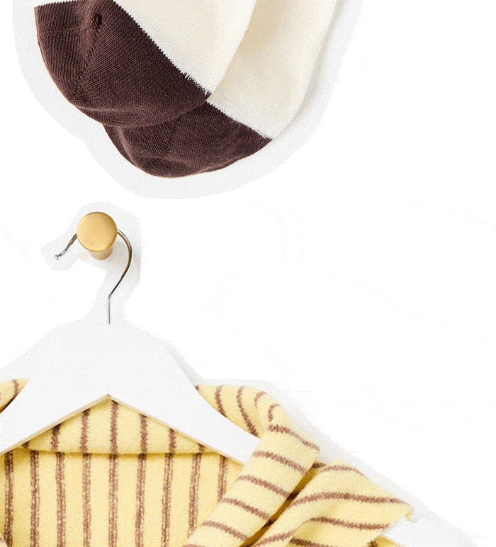 Butter Yellow & Brown Striped Knitted Triangle Scarf