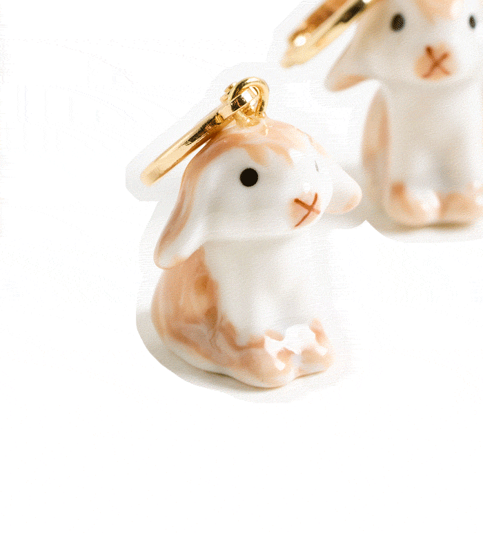 Douglas Bunny Charm Drop Huggie Earrings