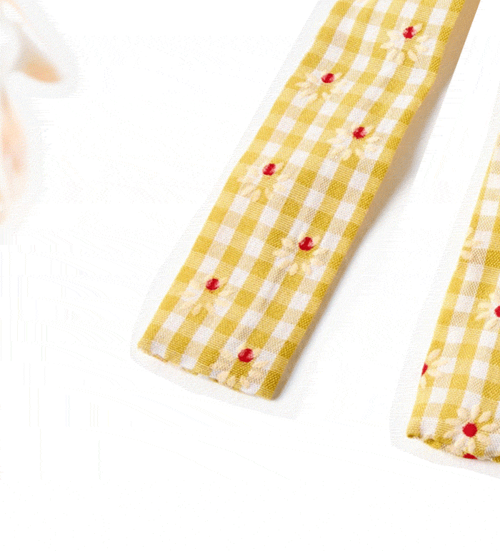 Madison Yellow Gingham Flower Bow Hair Band