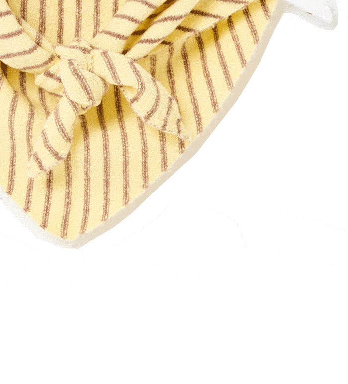 Butter Yellow & Brown Striped Knitted Triangle Scarf