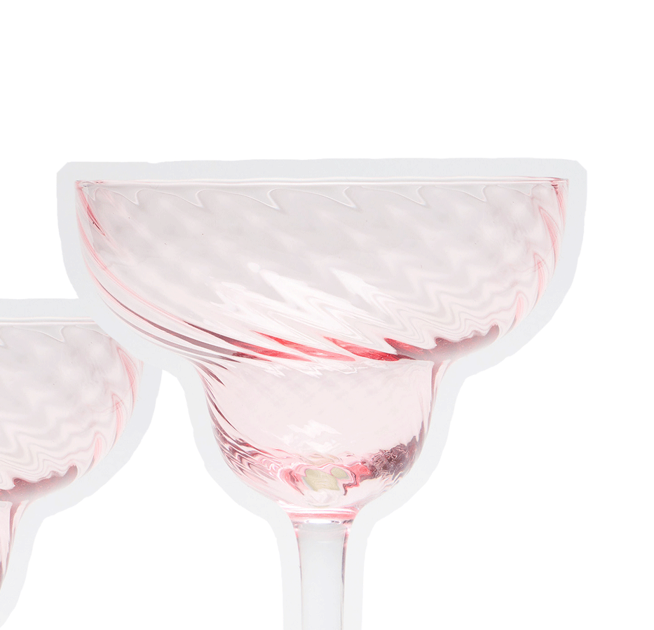 Java Pink & Green Margarita Glasses Set of Two