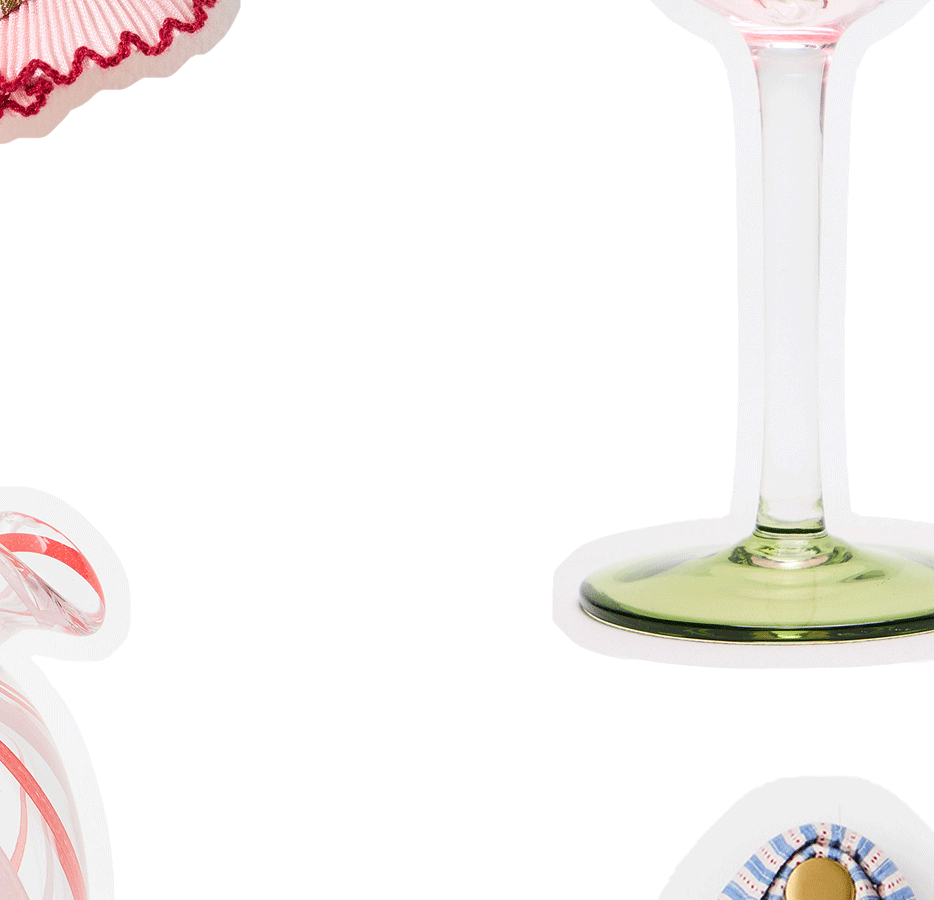 Java Pink & Green Margarita Glasses Set of Two