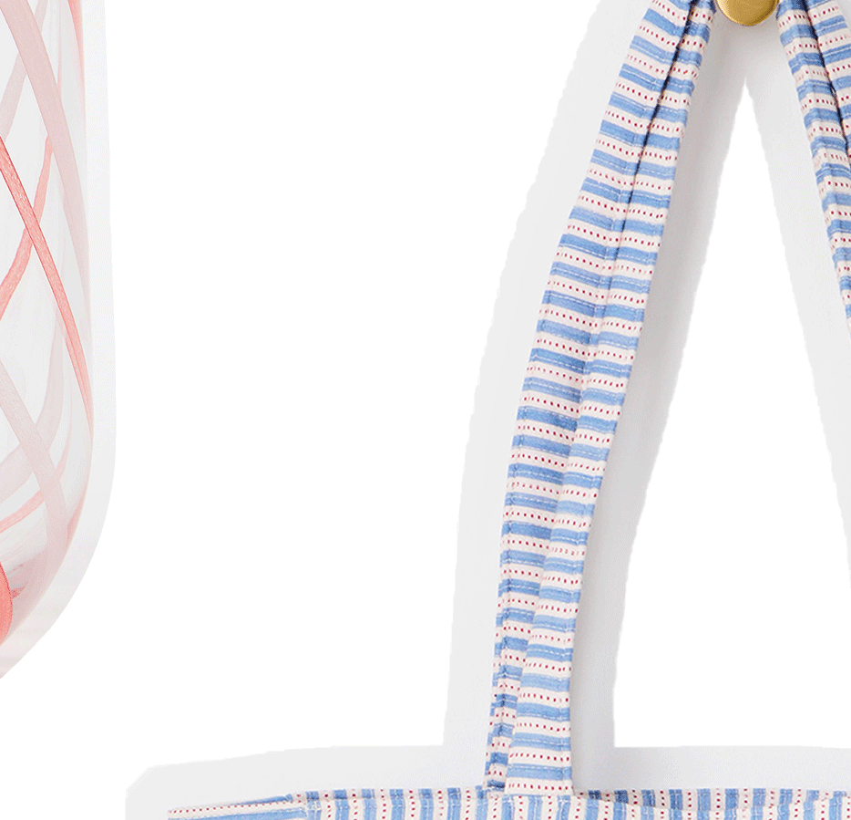 Blue & Red Striped Swan Fabric Tote Shopper Bag