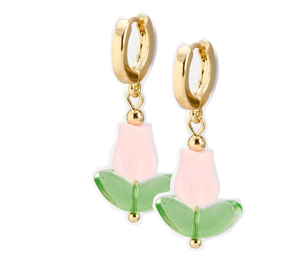 Tullia Pink Flower Drop Earrings