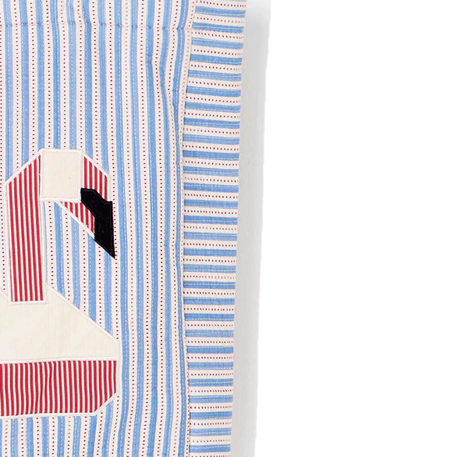 Blue & Red Striped Swan Fabric Tote Shopper Bag