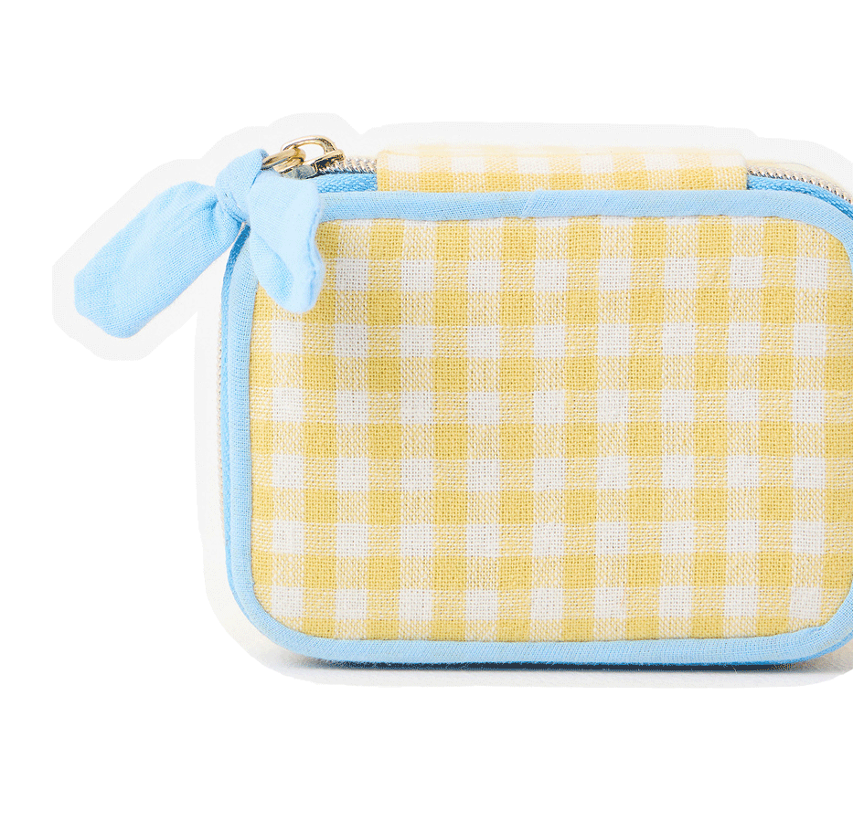 Gingham Yellow Travel Jewellery Box