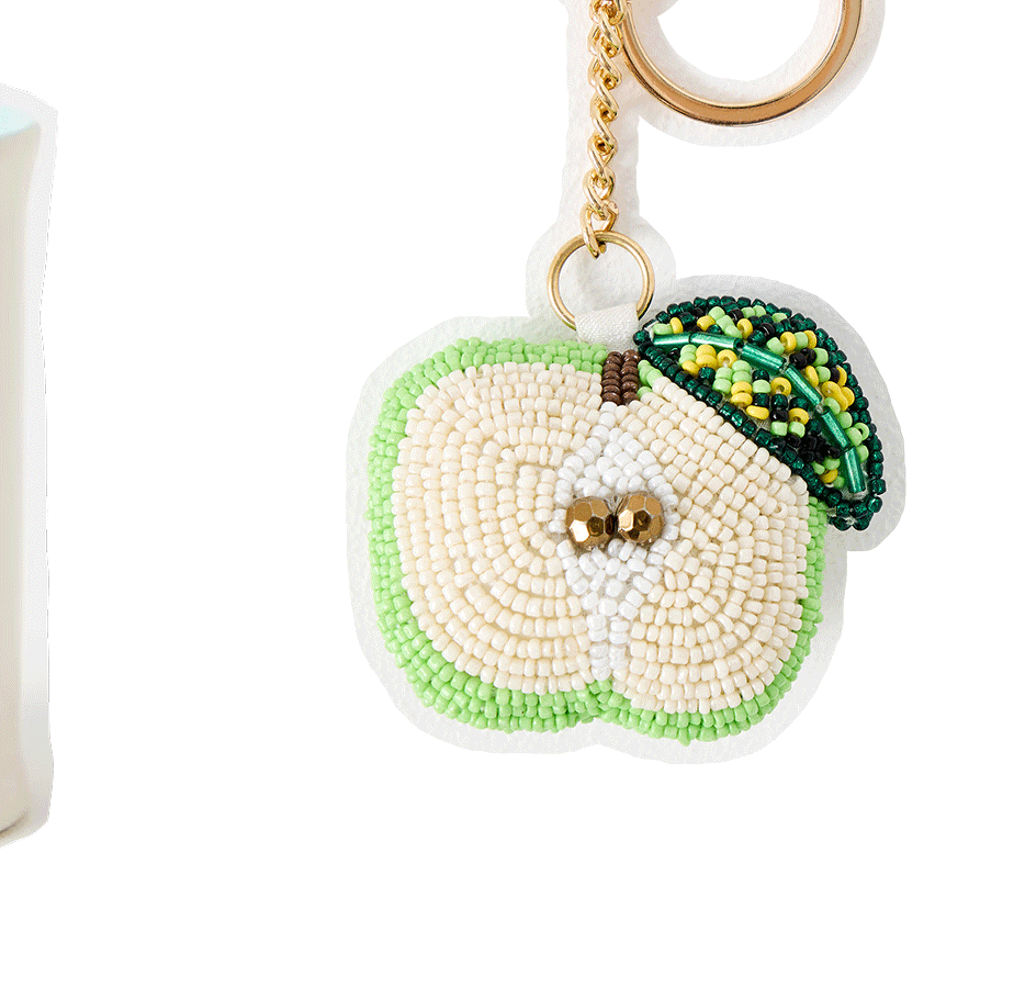 Green Apple Beaded Keyring