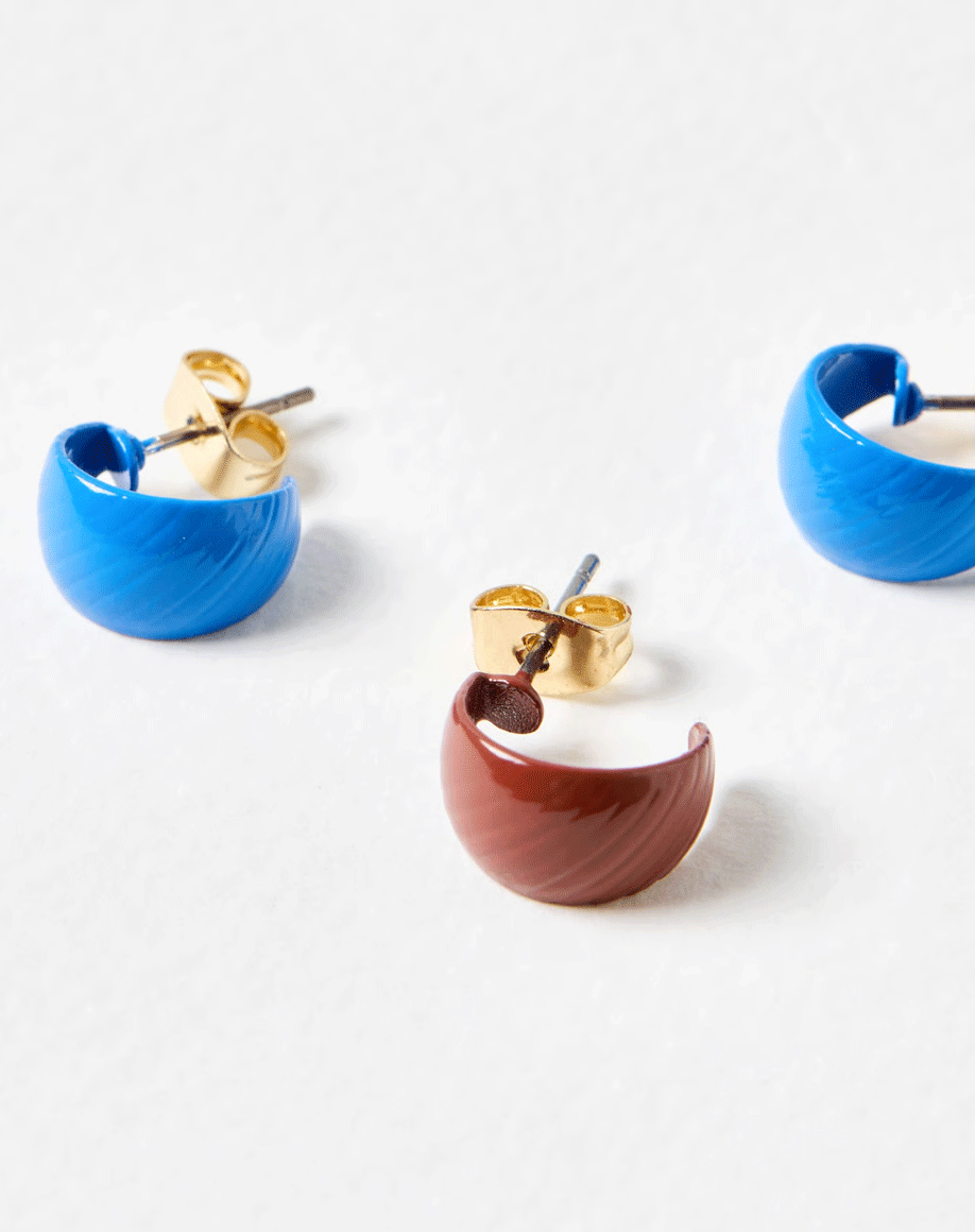 Bethany Blue & Brown Mini Hoop Earrings Set of Two