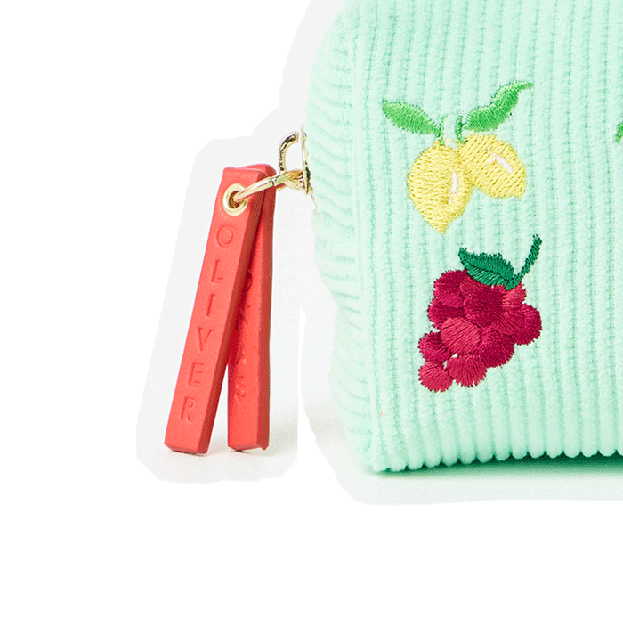 Fruity Green Corduroy Makeup Bag