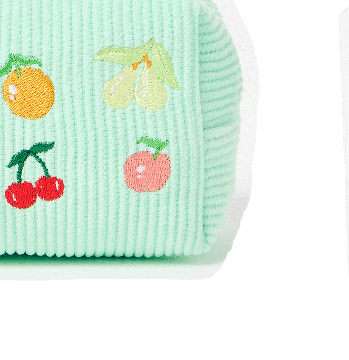 Fruity Green Corduroy Makeup Bag