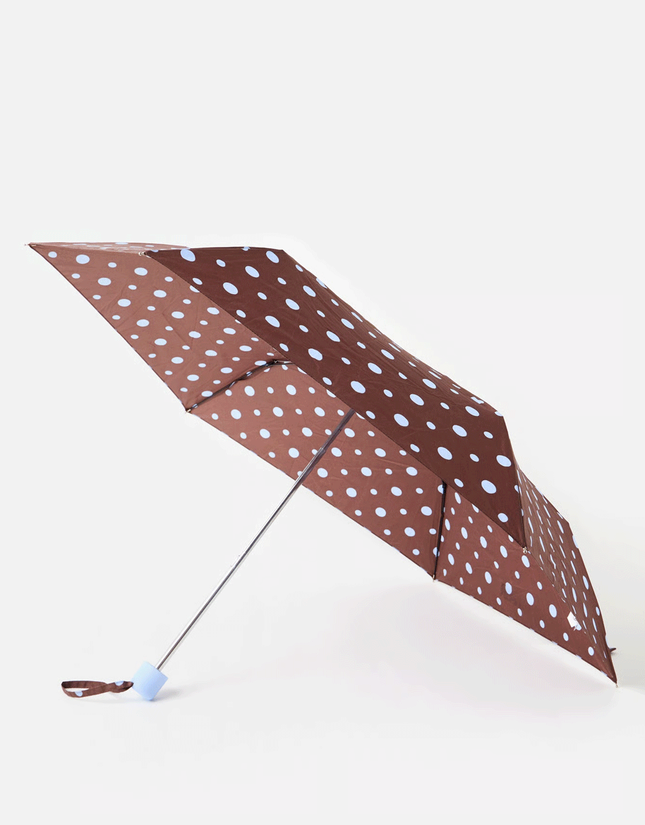 Brown & Blue Polka Dot Umbrella