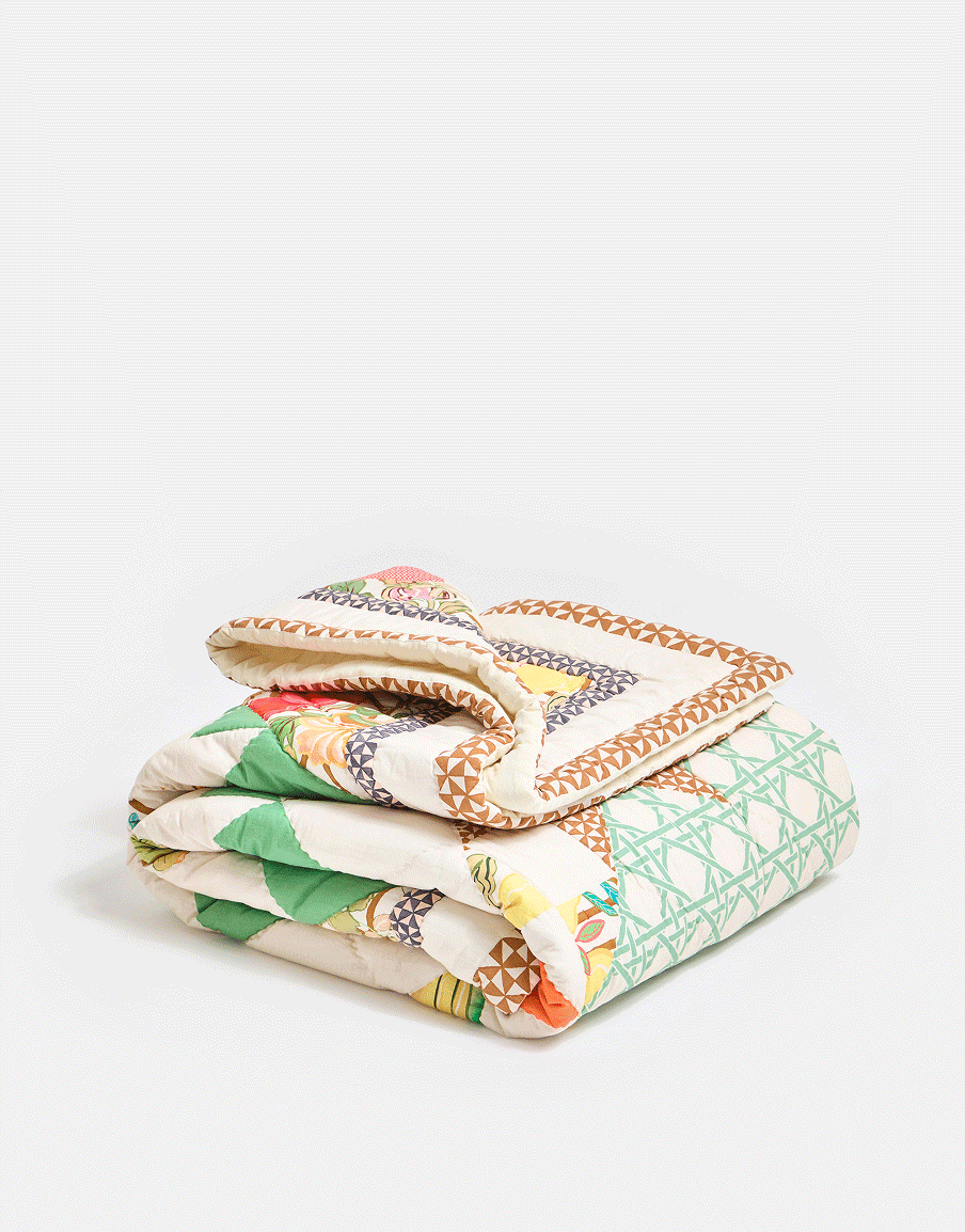 Patchwork Trellis Multicolour Cotton Quilt