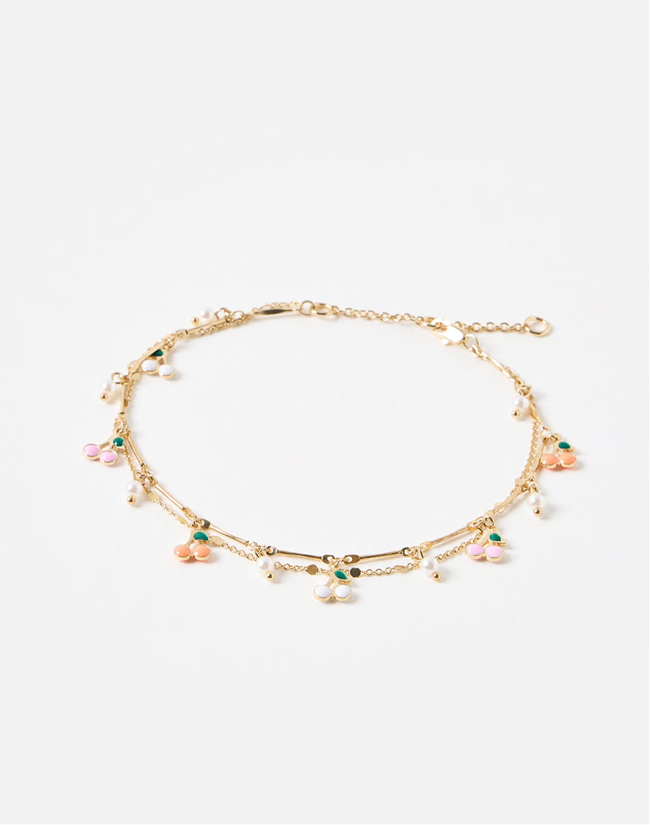 Molly Multi Cherry Charm Layered Bracelet