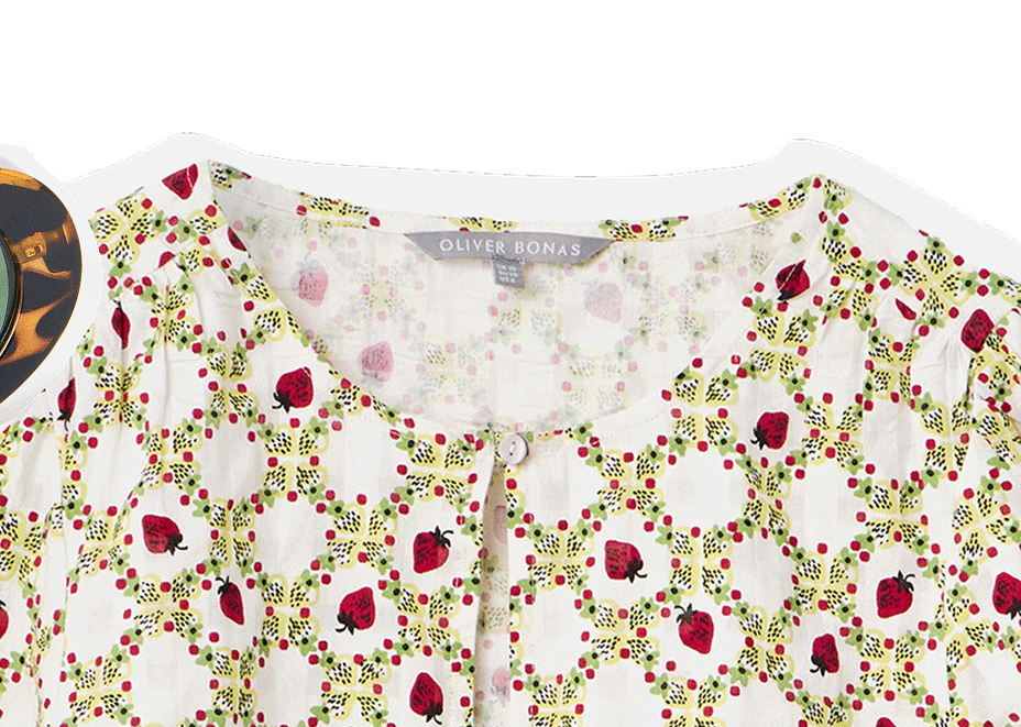 Ecru Strawberry Peplum Blouse