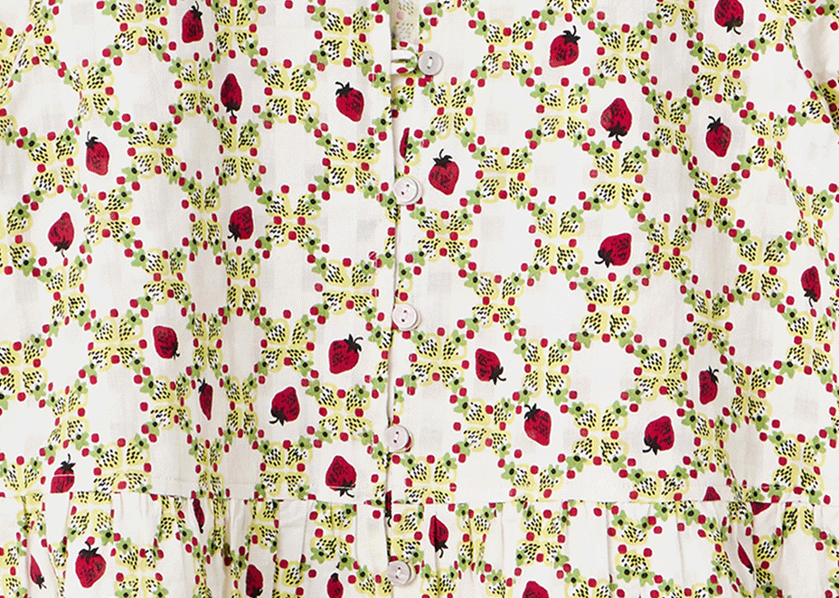 Ecru Strawberry Peplum Blouse