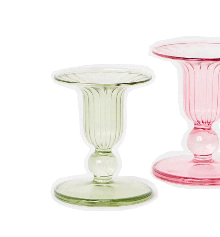 Lucia Glass Candlestick Holders Set of Two