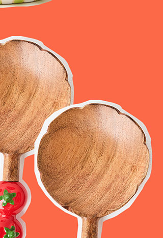 Tomato Handle Wooden Salad Servers