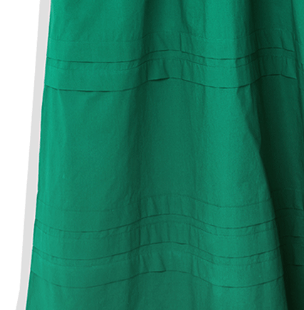 Green Shirred Bodice V-Neck Sleeveless Midi Dress
