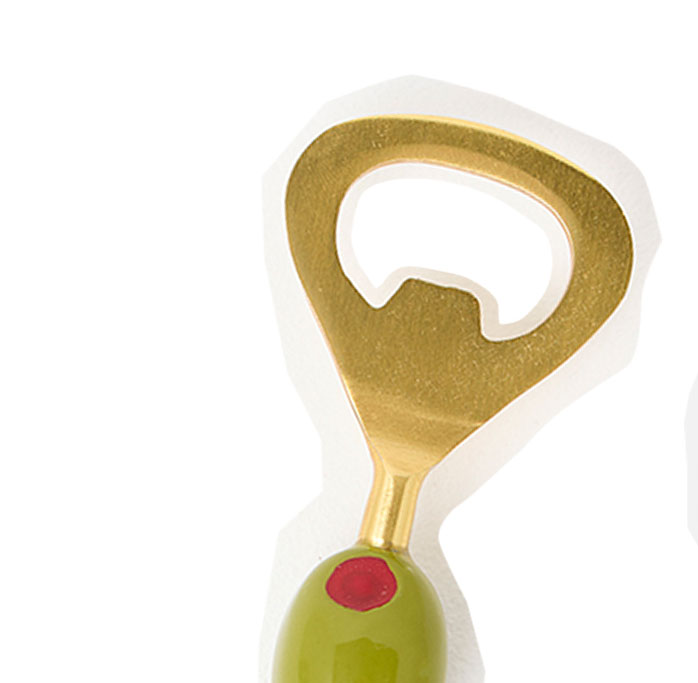 Olive Handle Gold Bottle Opener