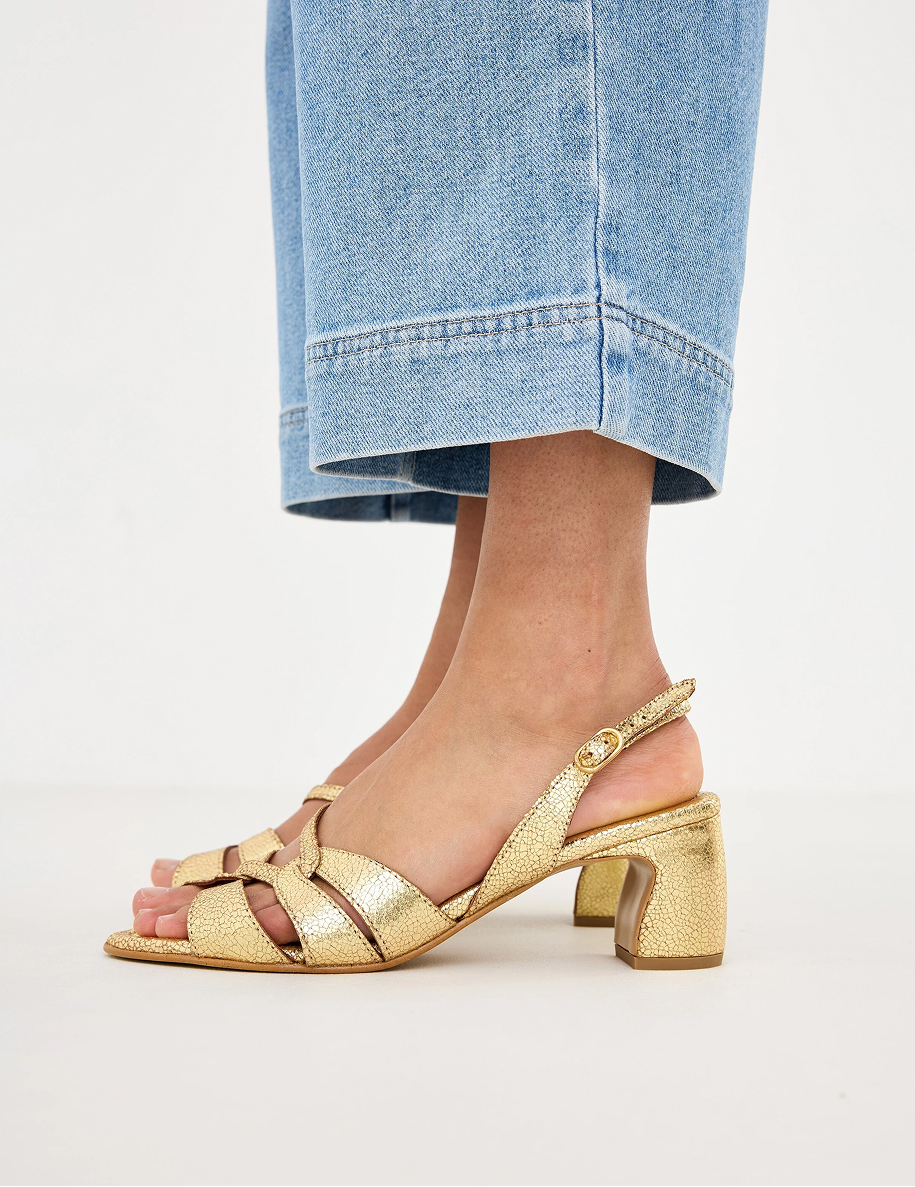 Anonymous Copenhagen Natasha Gold Metallic Heeled Sandals