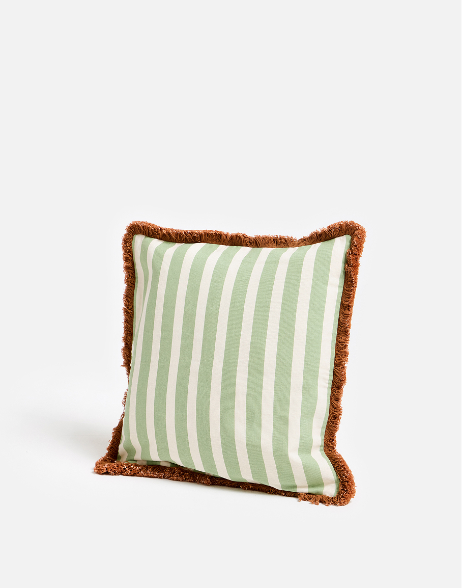 Issey Green & White Striped Cushion Cover 45x45cm