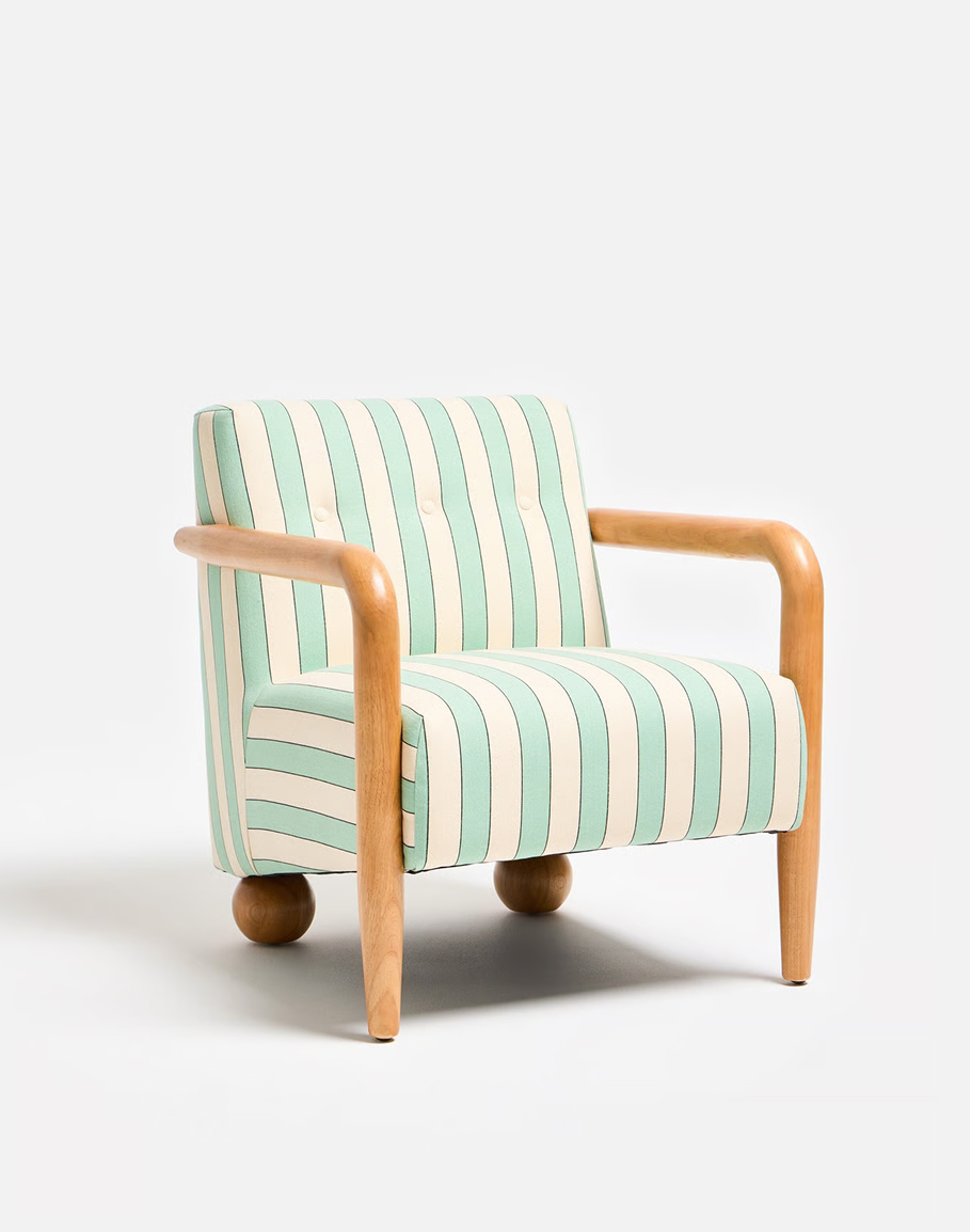 Pablo Green Striped Armchair