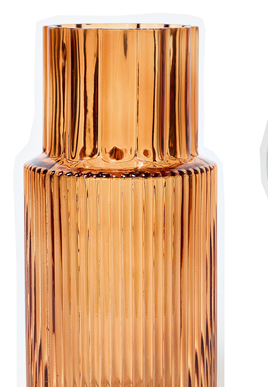 Holme Brown Ribbed Glass Vase