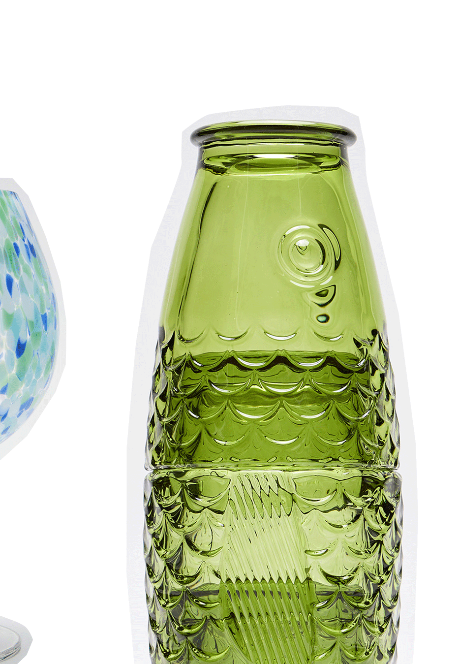 Fish Green Glass Stacking Tumblers Set of Four