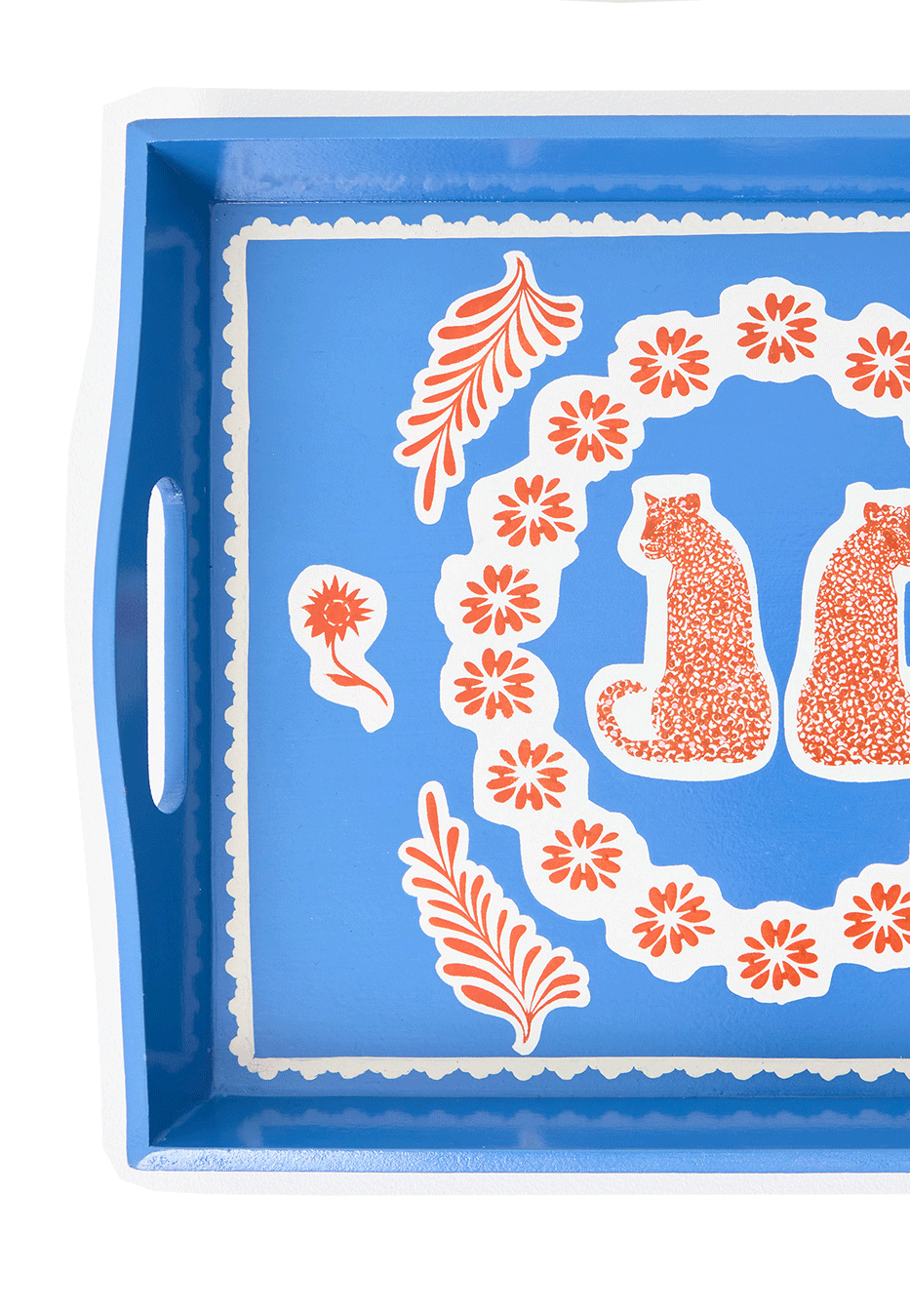 Blue Cheetah Painted Serving Tray