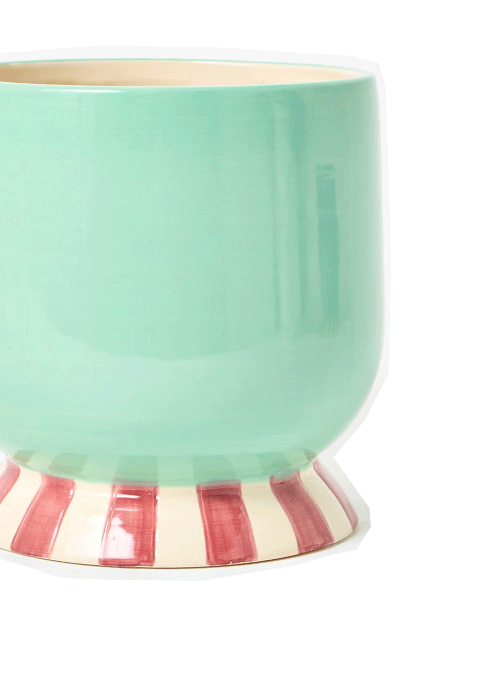 Deni Green Stripe Footed Plant Pot Large
