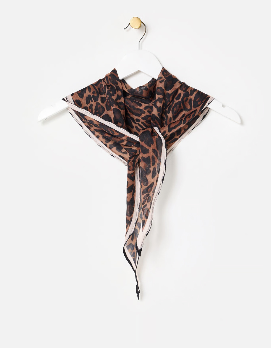 Brown Leopard Print Diamond Scarf