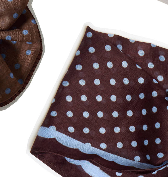 Chocolate Brown & Blue Polka Dot Diamond Scarf