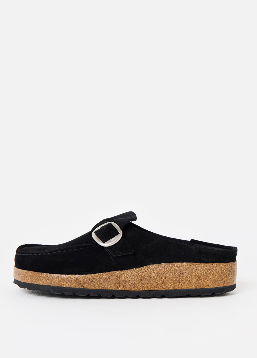 Birkenstock Buckley Black Suede Clogs