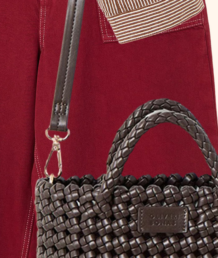 Kitty Chocolate Brown Braided Crossbody Bag