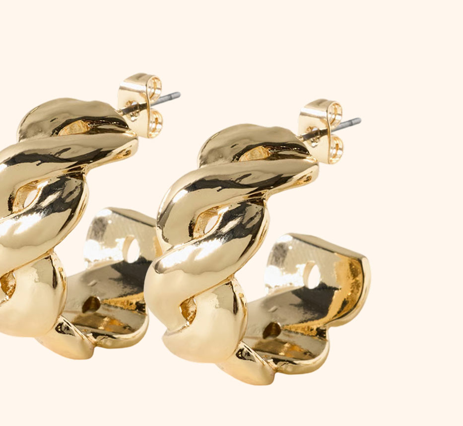 Dorina Twisted Gold Tone Chunky Hoop Earrings