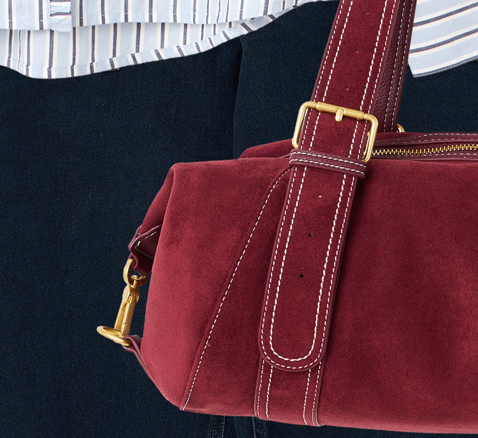 Cleo Burgundy Faux Suede Large Shoulder Bag
