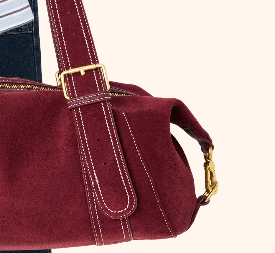 Cleo Burgundy Faux Suede Large Shoulder Bag