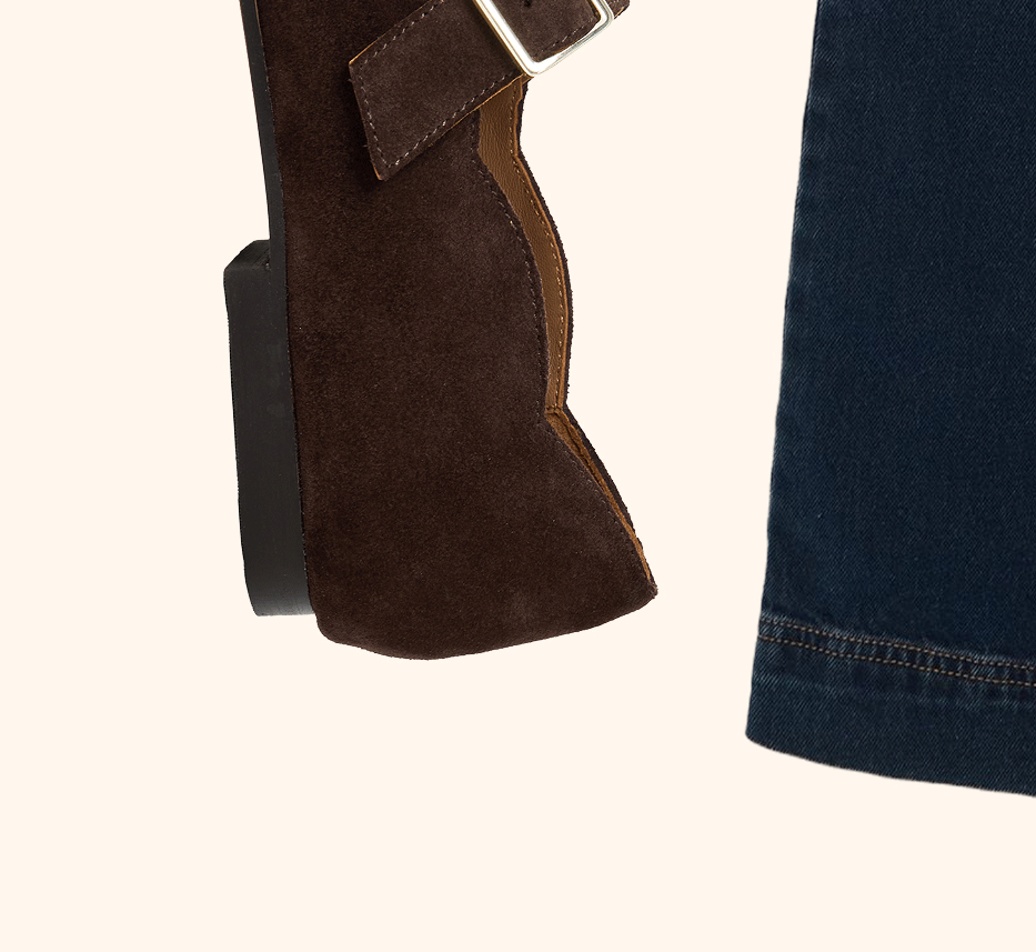 Chocolate Brown Suede Scalloped Mary Janes