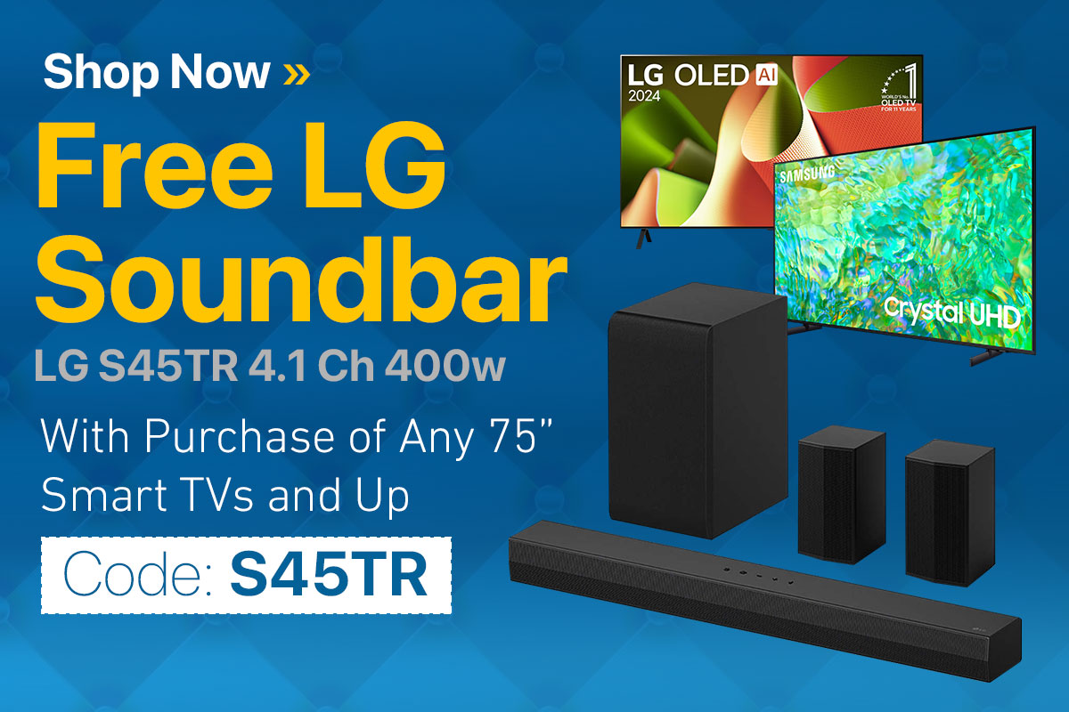 Free LG Soundbar  with Purchase of 75" Smart TVs and Up!