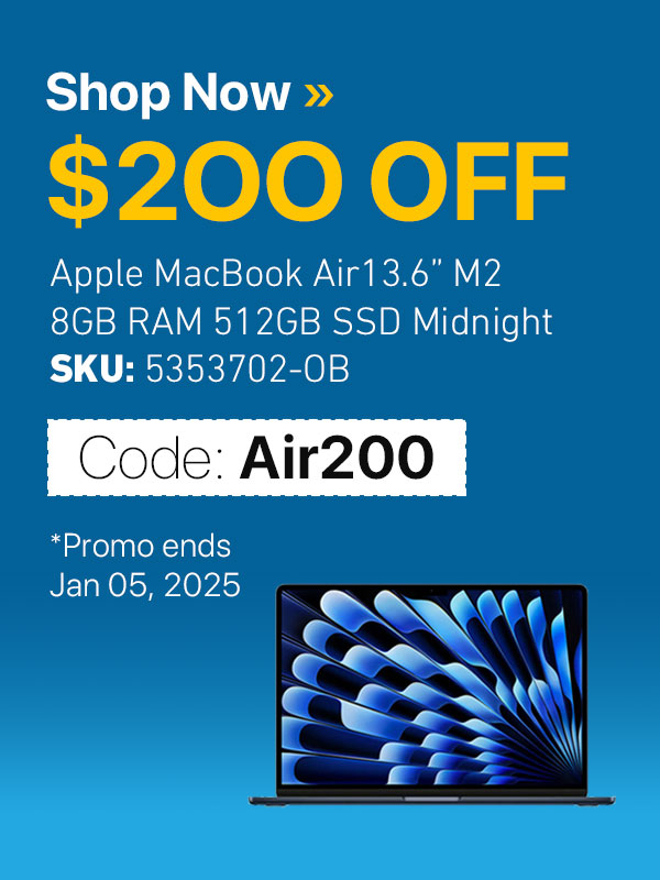 $200 OFF Apple MacBook Air 13.6" M2 8GB RAM 512GB SSD