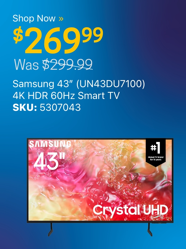 Samsung 43" (UN43DU7100FXZC) 4K HDR / 60Hz / Smart TV - Open Box (1 Year Warranty)