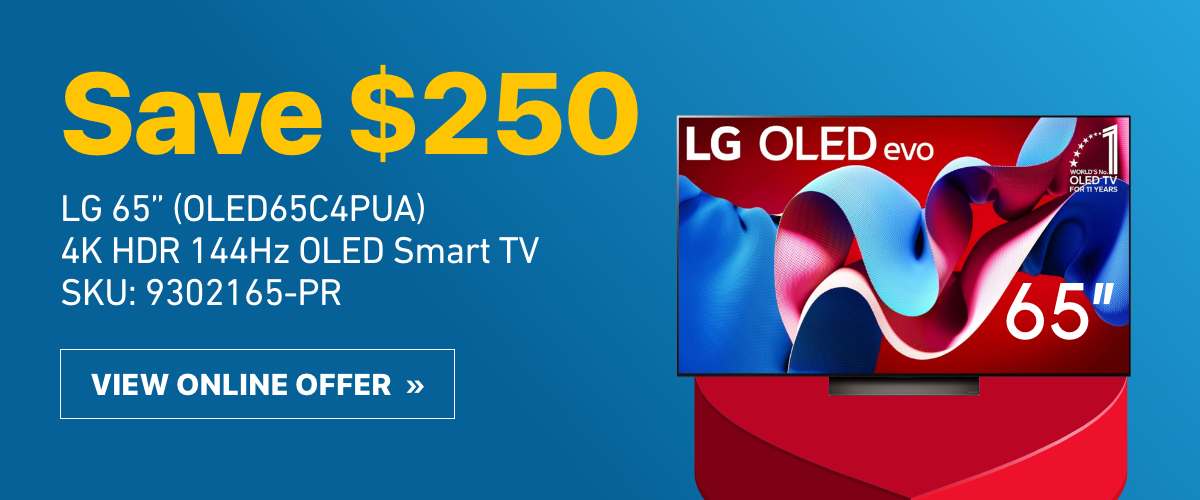 LG 65” (OLED65C4PUA) 4K HDR 144Hz OLED Smart TV