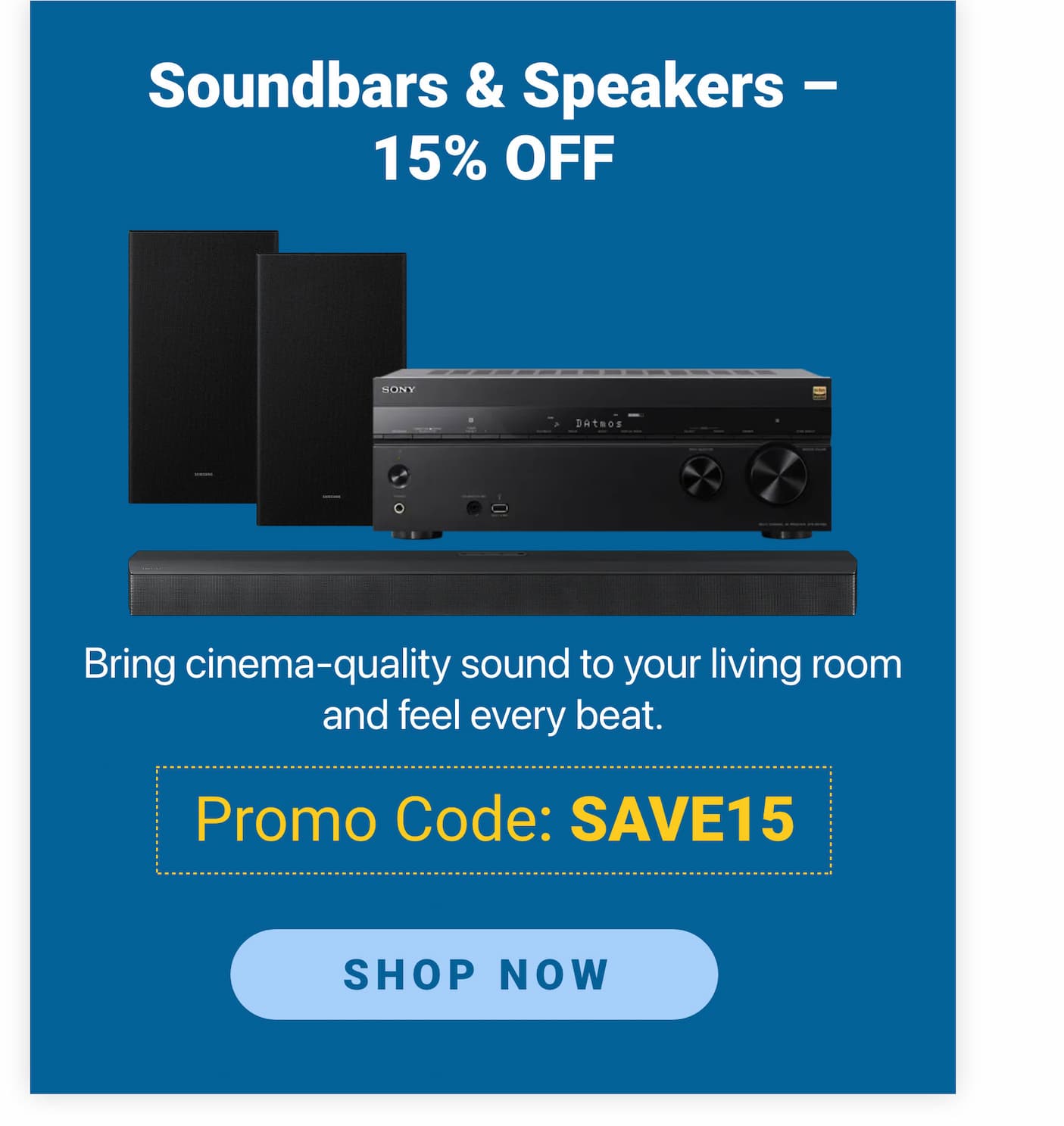 Mega Tech Savings promo banner – discounts on TVs, Soundbars, Apple Watch, and MacBooks, limited-time offer