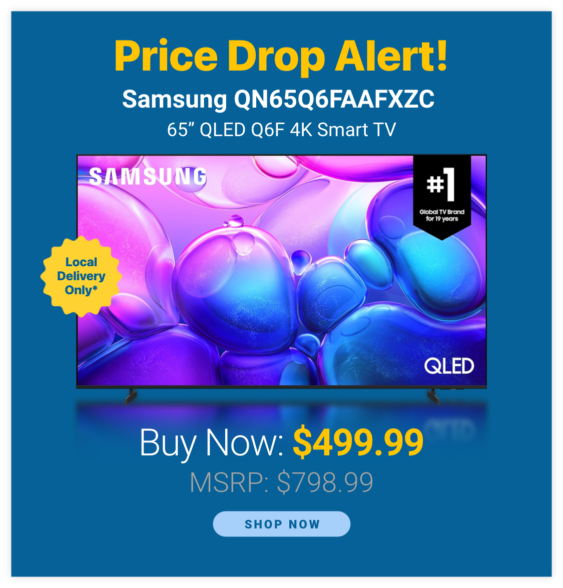 Samsung 65 inch Q6F QLED 4K Smart TV price drop promotion with free AirPods 4 limited time offer